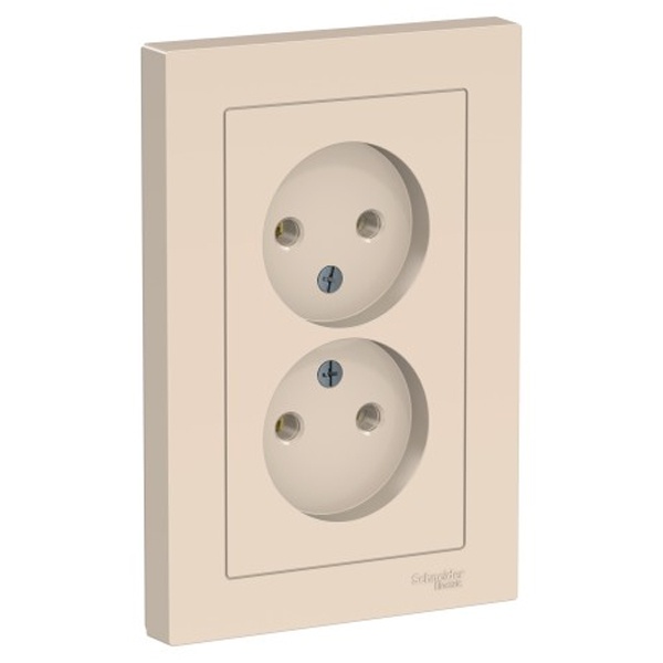 Розетка двойная без заземления SE AtlasDesign 16А в сборе, бежевый