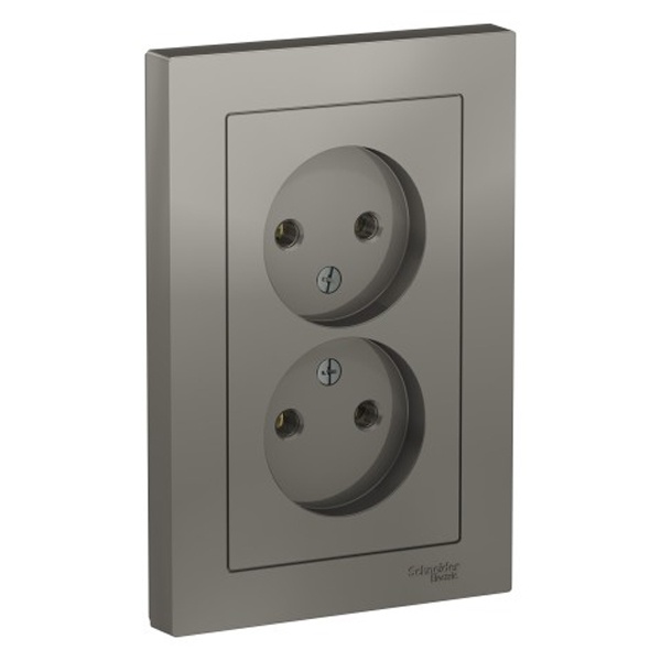 Розетка двойная без заземления SE AtlasDesign 16А в сборе, сталь