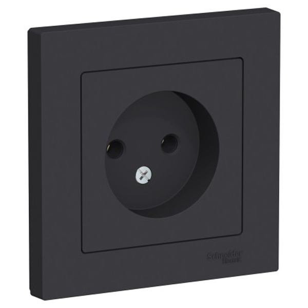 Розетка без заземления SE AtlasDesign 16А в сборе, карбон [уп 5 шт]