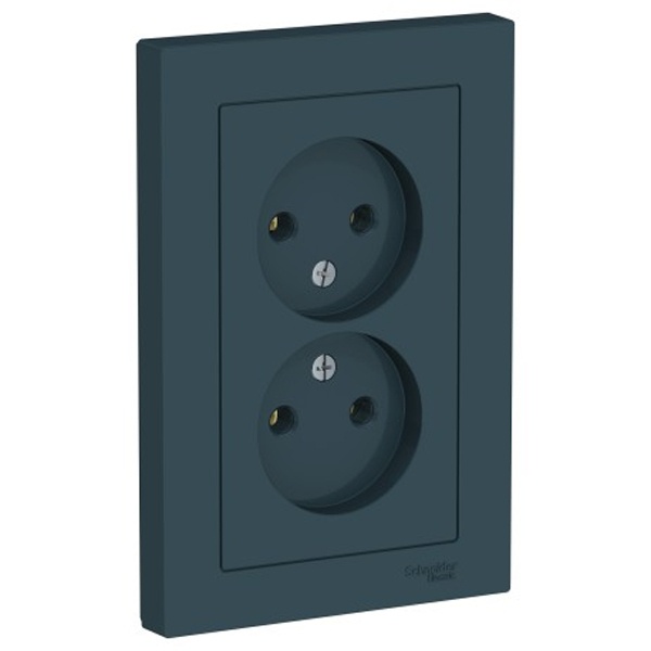Розетка двойная без заземления SE AtlasDesign 16А в сборе, изумруд