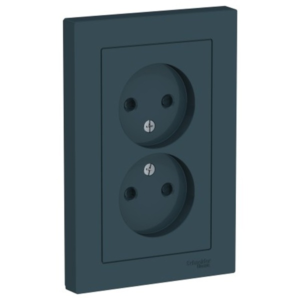 Розетка двойная без заземления со шторками SE AtlasDesign 16А в сборе, изумруд