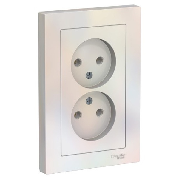 Розетка двойная без заземления SE AtlasDesign 16А в сборе, жемчуг