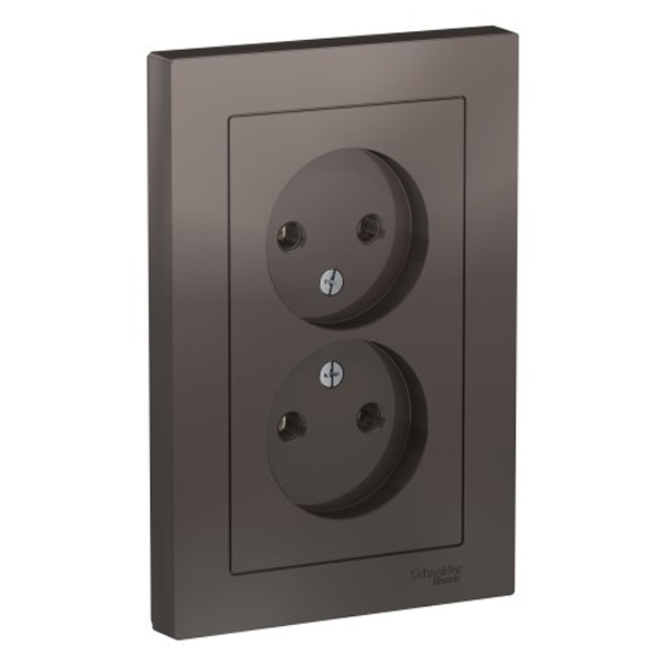 Розетка двойная без заземления SE AtlasDesign 16А в сборе, мокко