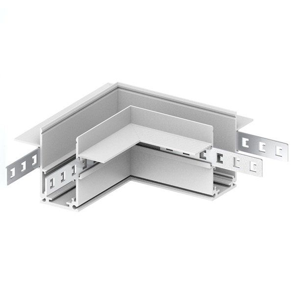 Соединитель угловой Feron LD2004 для низковольтного встраиваемого шинопровода, белый