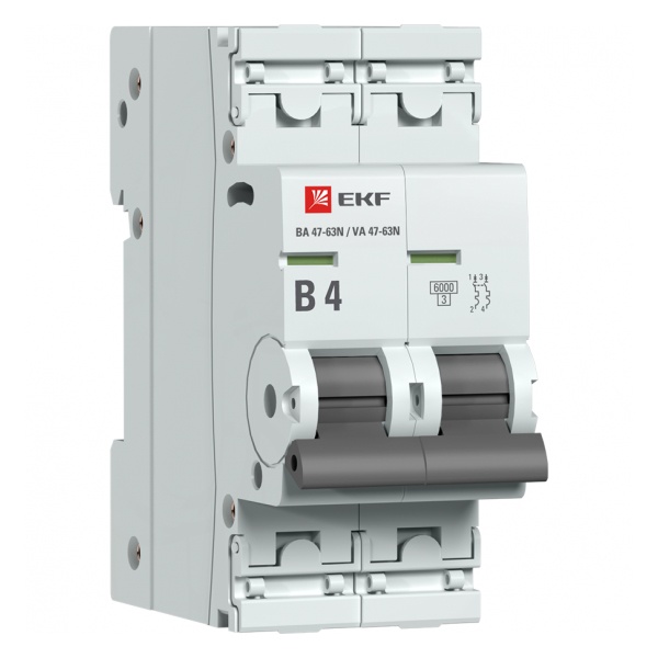 Автоматический выключатель EKF PROxima ВА 47-63N 2P 4А (B) 6кА (автомат электрический)