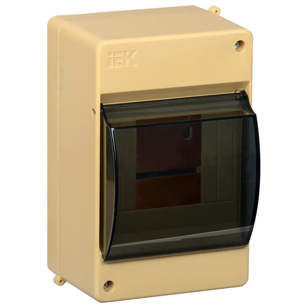 Бокс пластиковый накладной с прозрачной крышкой ИЭК KREPTA 3 КМПн 2/4 4 модуля сосна