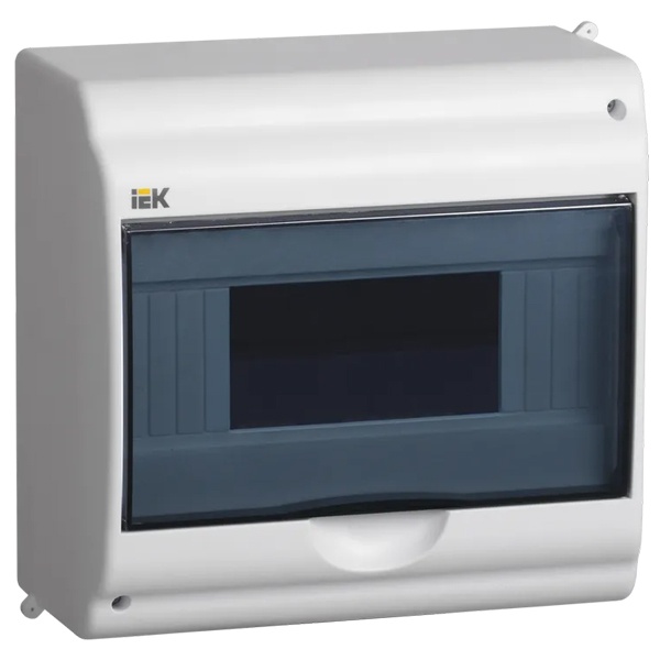 Бокс накладной пластиковый ИЭК KREPTA 3 КМПн 2/9-1 9 модулей без шины прозрачная дверь IP31 белы