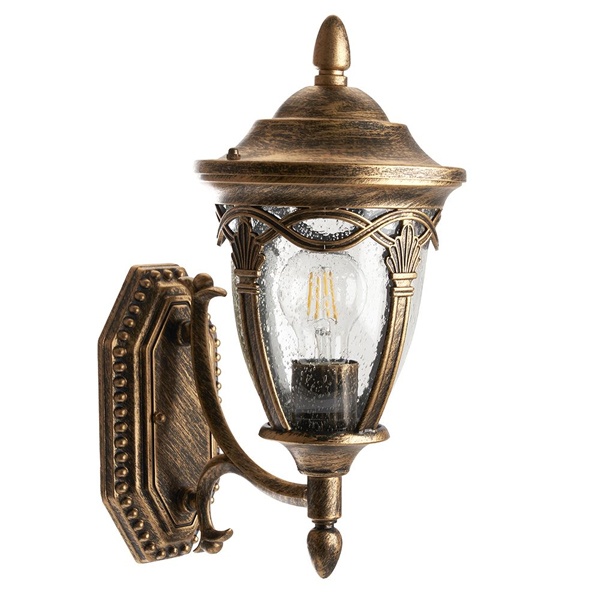 Светильник садово-парковый Будапешт Feron PL682 60W E27 230V IP44 черное золото на стену вверх