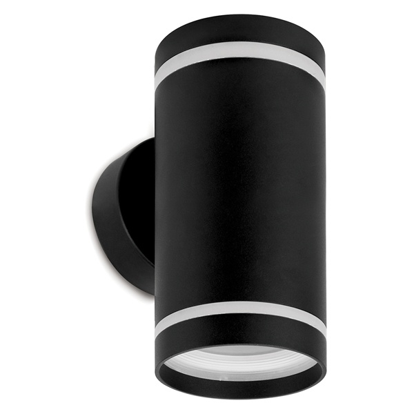 Светильник садово-парковый Рио Feron DH1002 15W 2хGX53 230V IP54 черный цилиндр на стену вверх/вниз