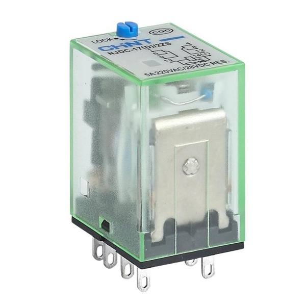 Промежуточное реле Chint с кнопкой тестирования NJDC-17(D)/4ZS 4NO/NC с индикацией LED 3А 24В DC