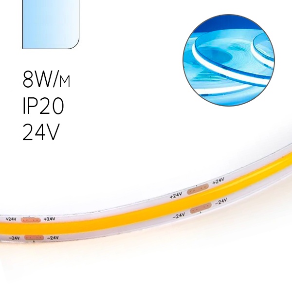 Светодиодная COB лента Feron LS530 320SMD(2110)/м 8Вт/м 24V 6500K 5000x8x1.8mm IP20
