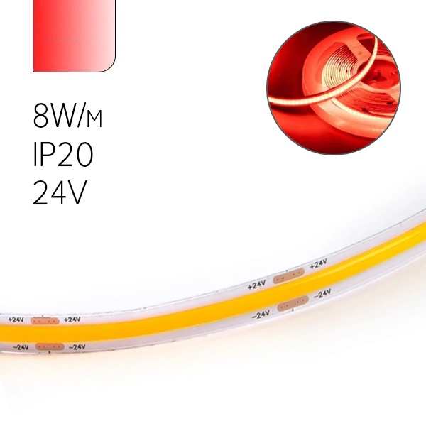 Светодиодная COB лента Feron LS530 320SMD(2110)/м 8Вт/м 24V 5000х8х1.8мм красный