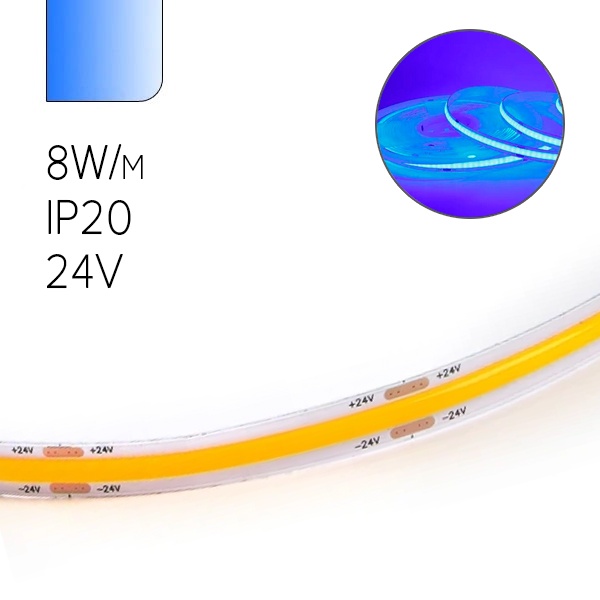 Светодиодная COB лента Feron LS530 320SMD(2110)/м 8Вт/м 24V 5000х8х1.8мм синий
