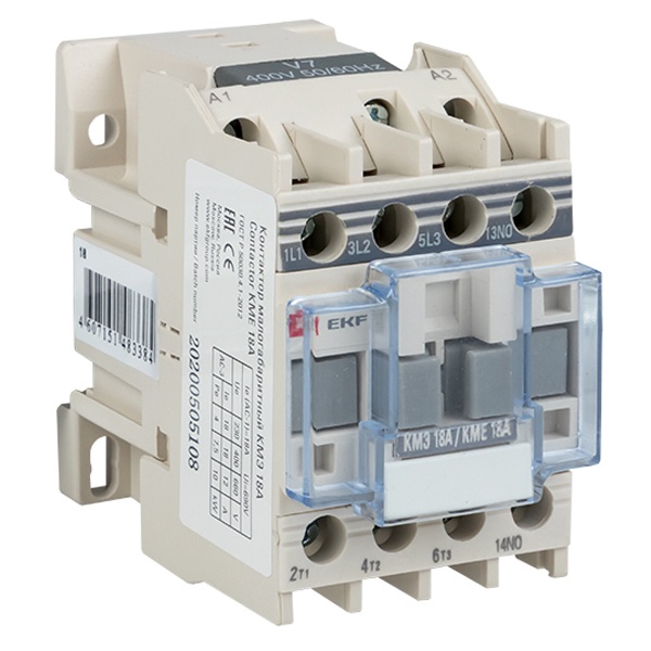 Контактор малогабаритный EKF PROxima КМЭ 3P 18А 220В 1NC