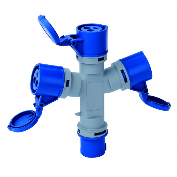 Адаптер трехлучевой DEKraft 1023 2Р+РЕ 32А 250В IP44 АП-103