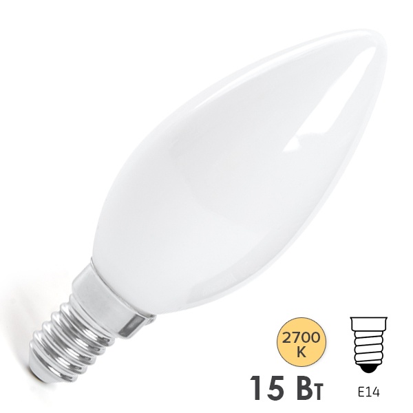 Лампа филаментная светодиодная свеча Feron LB-717 15W 2700K 220V E14 матовая