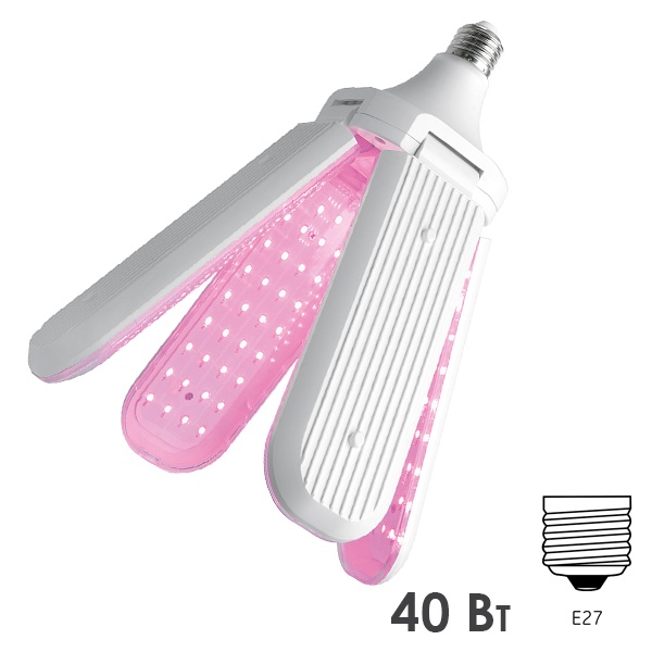 Лампа светодиодная для растений Feron LB-7000 4-х лепестковая 40W 175-265V E27 розовая