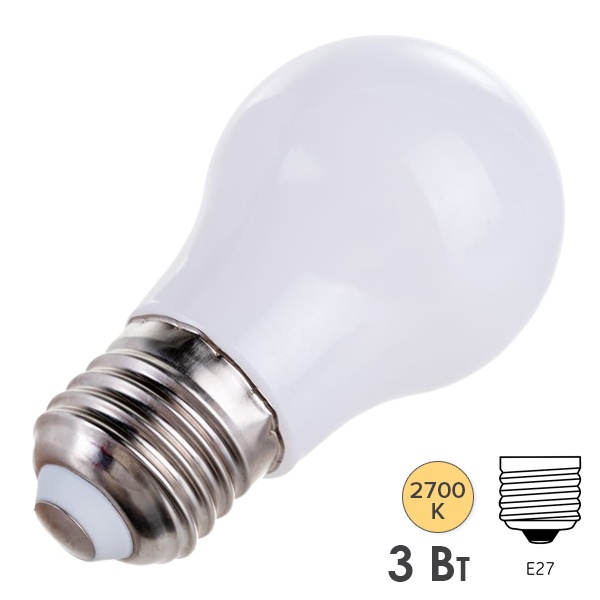 Лампа светодиодная Feron LB-375 груша A50 3W 2700K 230V E27 240Lm матовая