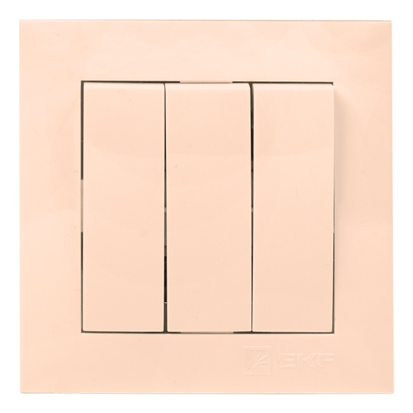 Выключатель 3-клавишный EKF PROxima 10А IP20 Валенсия кремовый