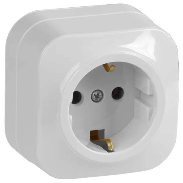 Накладная розетка 1-ая ИЭК GLORY с заземлением 16А РС20-3-ХБ белый
