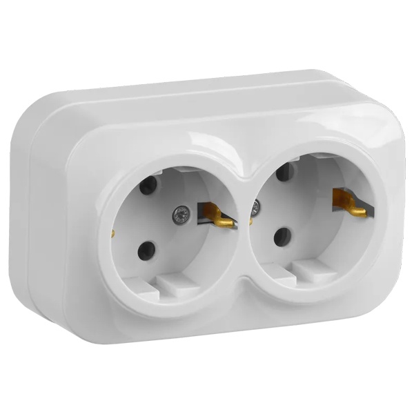 Накладная розетка 2-ая ИЭК GLORY с заземлением 16А РС22-3-ХБ белый