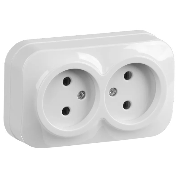 Накладная розетка 2-ая ИЭК GLORY без заземления 10А РС22-2-ХБ белый