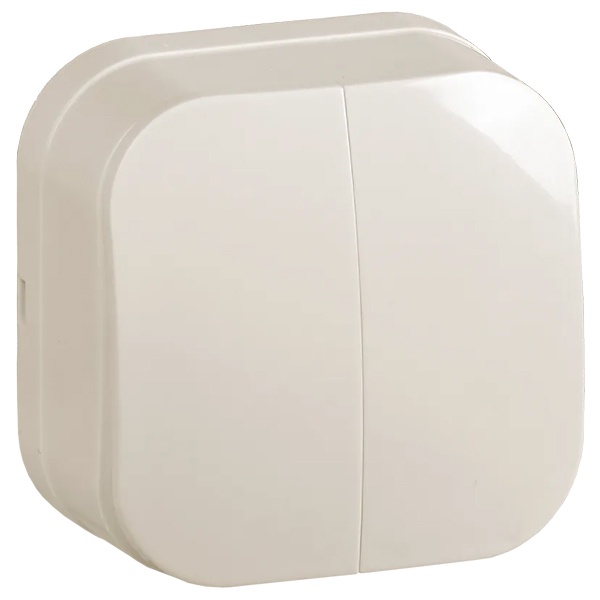 Накладной выключатель 2-клавишный ИЭК GLORY 10А ВС20-2-0-ХК кремовый