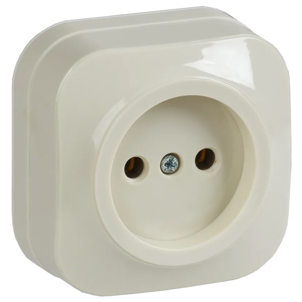 Накладная розетка 1-ая ИЭК GLORY без заземления 10А РС20-2-ХК кремовый