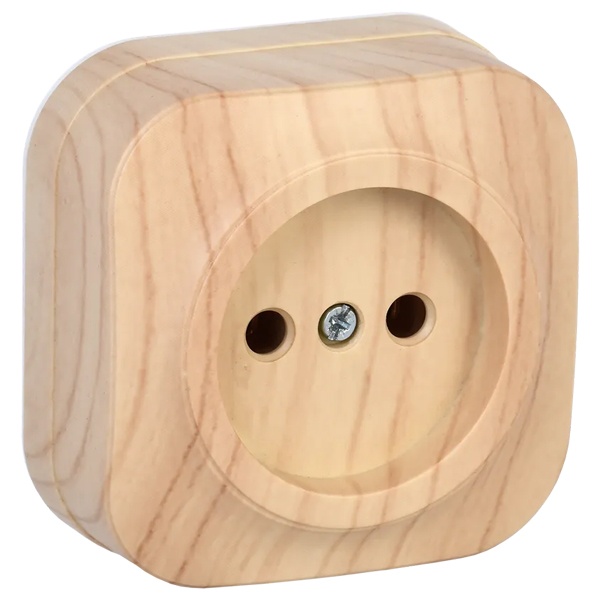 Накладная розетка 1-ая ИЭК GLORY без заземления 10А РС20-2-ХС сосна