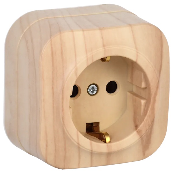 Накладная розетка 1-ая ИЭК GLORY с заземлением 16А РС20-3-ХС сосна