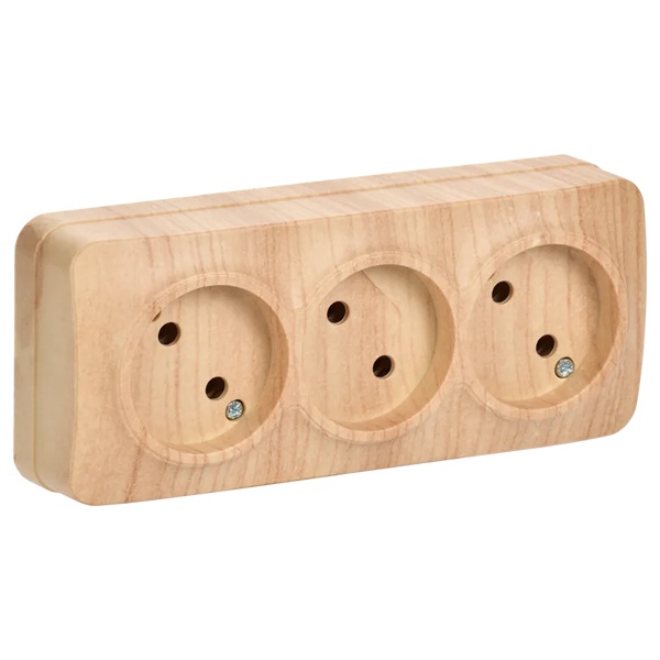 Накладная розетка 3-ая ИЭК GLORY без заземления 10А РС23-2-ХС сосна