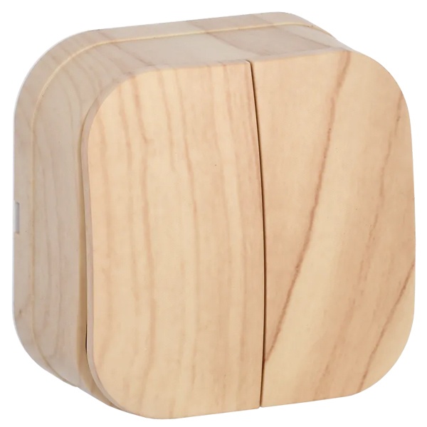 Накладной выключатель 2-клавишный ИЭК GLORY 10А ВС20-2-0-ХС сосна