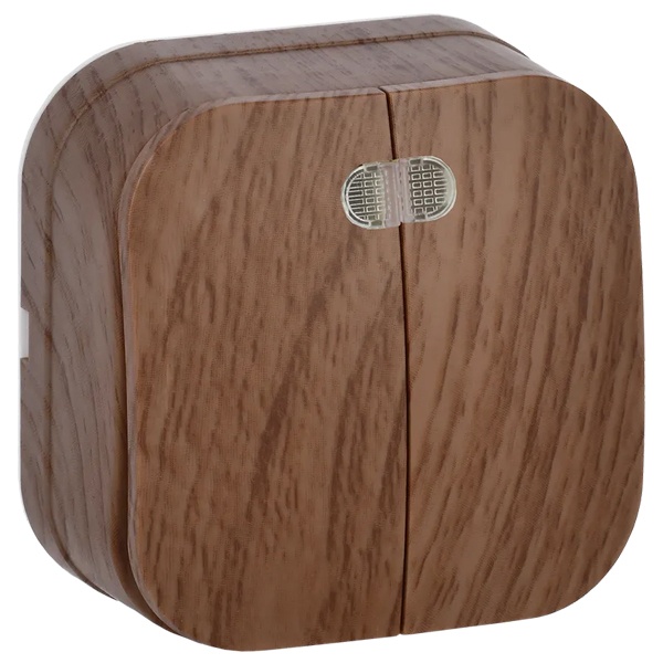 Накладной выключатель 2-клавишный ИЭК GLORY с подсветкой 10А ВС20-2-1-ХД дуб