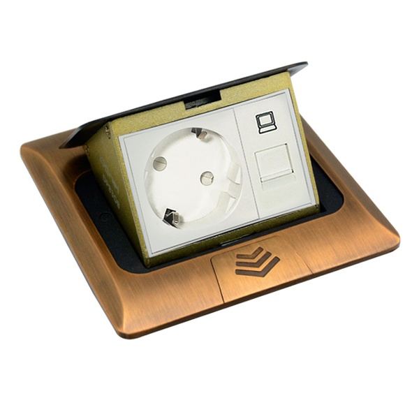 Мини-лючок Donel 4 модуля античная латунь с монтажной коробкой IP20