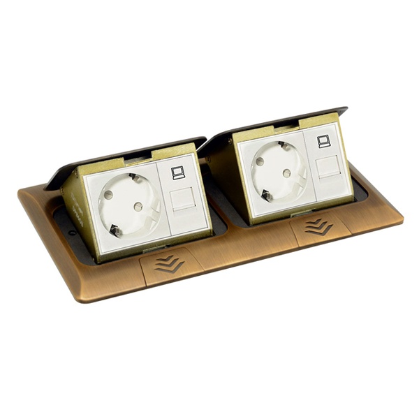 Мини-лючок Donel 6 (3+3) модулей античная латунь с монтажной коробкой IP20