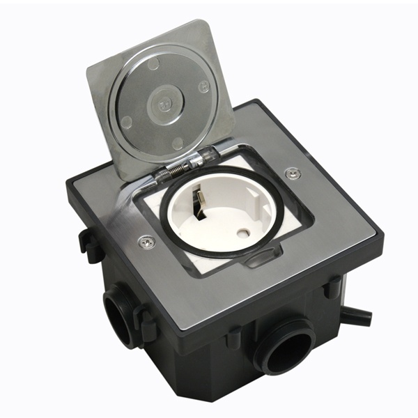 Лючок в пол Donel на 2 модуля (1 модуль 45х22,5 мм) IP44 (с уст. набором) серебро