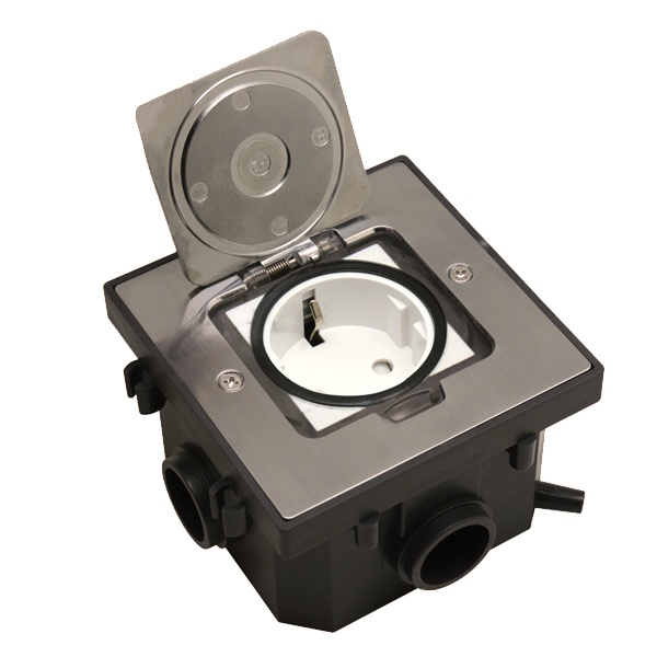 Лючок в пол Donel на 2 модуля (1 модуль 45х22,5 мм) IP44 (с уст. набором) никель