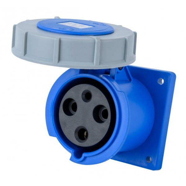 Розетка для скрытой проводки DEKraft 343W 2Р+РЕ 125А 220В IP67 РЩ103