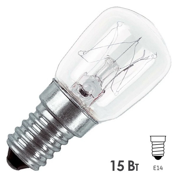 Лампа накаливания КЭЛЗ РН 15Вт 230В E14 Т25 300°C для духовых шкафов