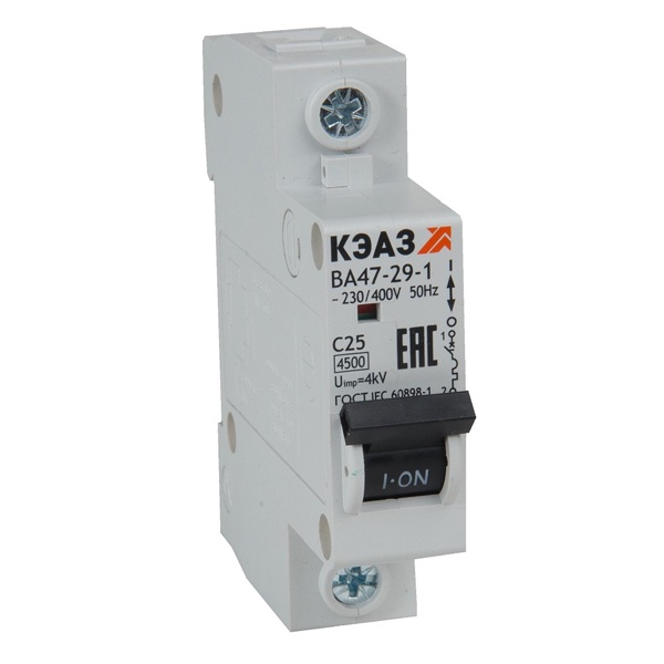 Автоматический выключатель КЭАЗ ВА47-29 1Р 3А 4,5кА характеристика C (ВА47-29-1C3-УХЛ3) (автомат электрический)