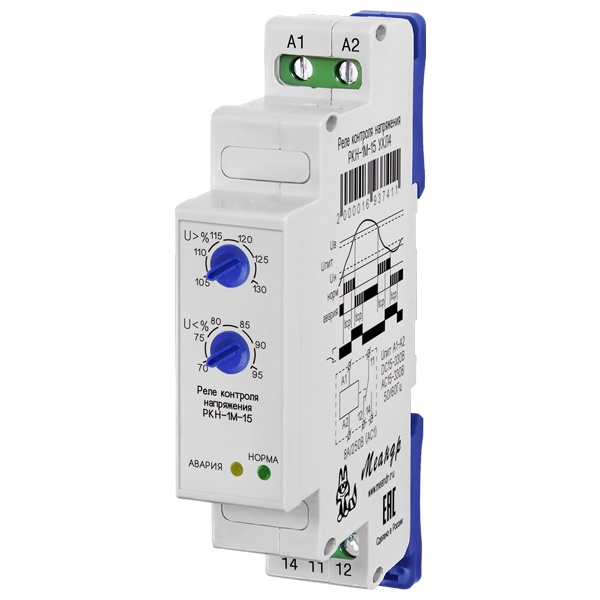 Однофазное реле контроля напряжения Меандр РКН-1М-15 УХЛ2 (2000016937428)