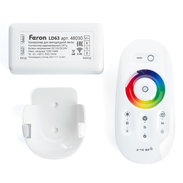 Контроллер Feron RGB LD63 для светодиодной ленты с сенсорным П/У белый,12-24V