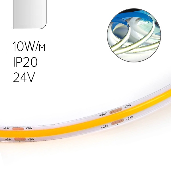 Светодиодная COB лента Kaisen 2835 480 led/m 10W 4000K 24V 1000Lm IP20 5000х8мм