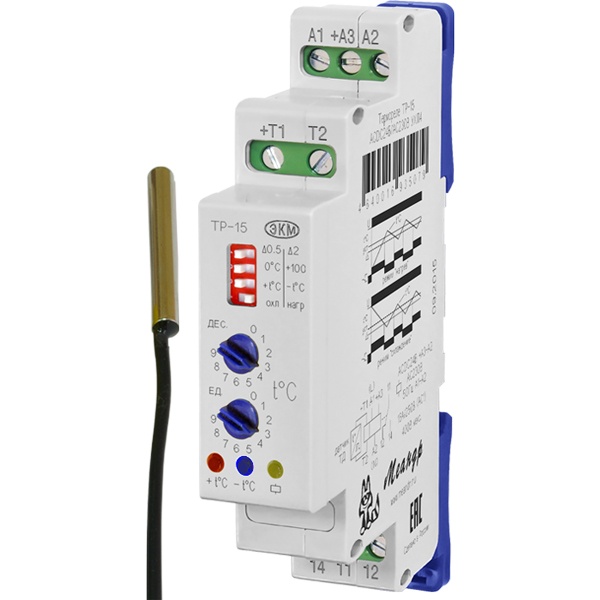 Реле контроля температуры Меандр ТР-15 ACDC24В/АС230В -55°С...+125 °С УХЛ4 датчик ТД-3 2000016933994
