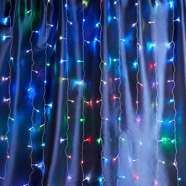 Гирлянда - занавес CL18 1,5x1,5m + 3m 8W 230V мультиколор IP44 плавная смена цветов, прозрачный шнур