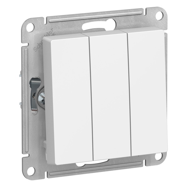 Трехклавишный выключатель SE AtlasDesign 10A механизм, лотос [уп 5 шт]