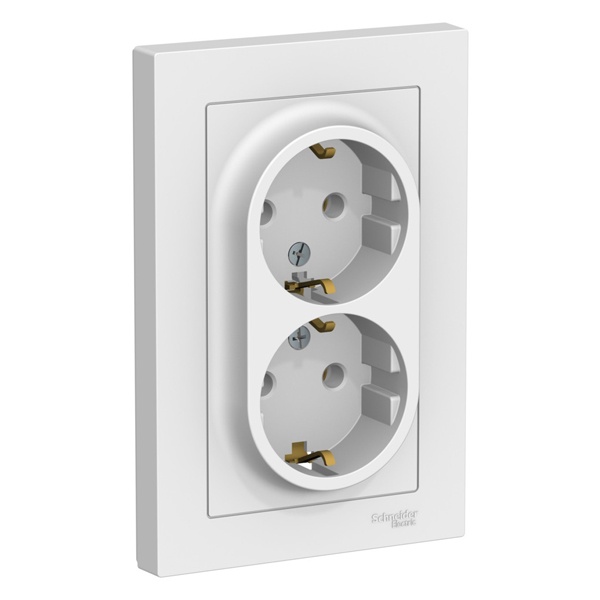 Розетка двойная с заземлением SE AtlasDesign 16А в сборе, лотос