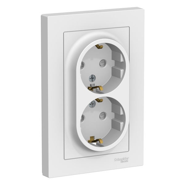 Розетка двойная с заземлением со шторками SE AtlasDesign 16А в сборе, лотос