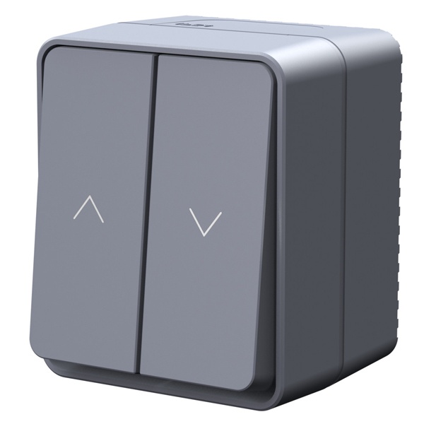 Двухклавишный кнопочный выключатель для управления жалюзи SE AtlasDesign Profi54 10A IP54 антрацит