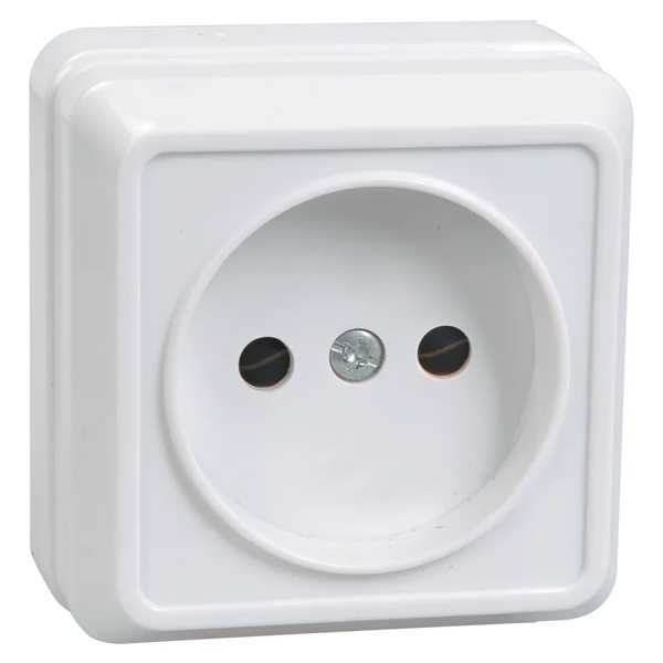 Накладная розетка 1-ая Generica Октава без заземления РС20-2-ОБ 2P 10А белый